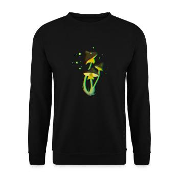 Drawing Mushroom Trippy Fluorescent 3D and Psychedelic - Unisex Sweatshirt - black - Front - Alina (178cm) & Michal (187cm)