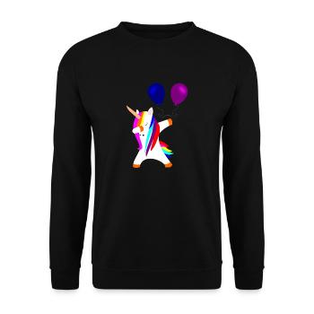tamponner des licornes licorne avec des ballons - Sweat-shirt Unisexe - noir - Devant - Alina (178cm) & Michal (187cm)