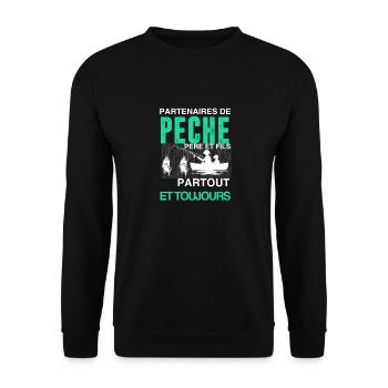 Père et fils T shirt 2875 3900px - Sweat-shirt Unisexe - noir - Devant - Alina (178cm) & Michal (187cm)
