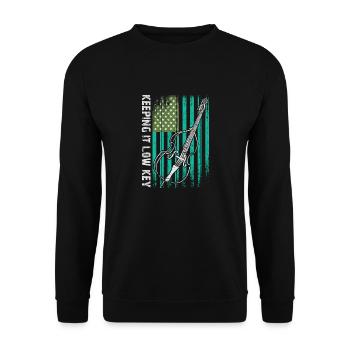Plus de contrebasse basse avec drapeau américain - Sweat-shirt Unisexe - noir - Devant - Alina (178cm) & Michal (187cm)