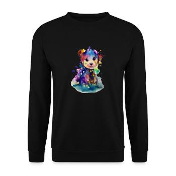 Sweet Dog in Watercolor - Unisex Pullover - Schwarz - Vorne - Alina (178cm) & Michal (187cm)
