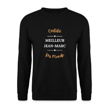 Certifié meilleur jean marc du monde - Sweat-shirt Unisexe - noir - Devant - Alina (178cm) & Michal (187cm)