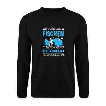 fischen Spruch - Unisex Pullover - Schwarz - Vorne - Alina (178cm) & Michal (187cm)