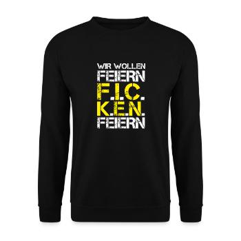 Lustiges Mallorca WIR WOLLEN FEIERN F.I.C.K.E.N. - Unisex Pullover - Schwarz - Vorne - Alina (178cm) & Michal (187cm)