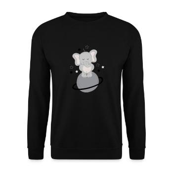 Little Elephant on Planet Happy with Stars - Unisex Sweatshirt - black - Front - Alina (178cm) & Michal (187cm)