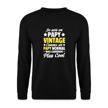 papy vintage / cadeau humour papy - Sweat-shirt Unisexe - noir - Devant - Alina (178cm) & Michal (187cm)