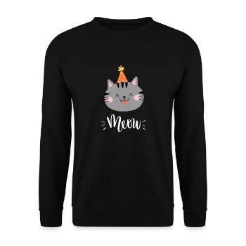 Mignon Kawaii drôle de chat disant miaulement - Sweat-shirt Unisexe - noir - Devant - Alina (178cm) & Michal (187cm)