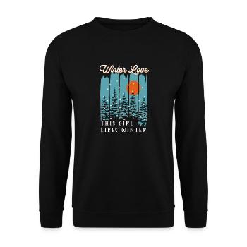 Winter Love Girl Likes Winter Cozy Winter Season - Unisex Sweatshirt - black - Front - Alina (178cm) & Michal (187cm)