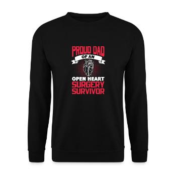 Proud dad of an open heart surgery survivor - Unisex Pullover - Schwarz - Vorne - Alina (178cm) & Michal (187cm)