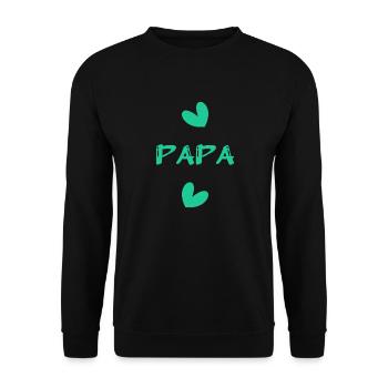 VATERTAG. ALLES GUTE ZUM GEBURTSTAG, PAPA. PAPA. ALLES GUTE ZUM GEBURTSTAG! - Unisex Pullover - Schwarz - Vorne - Alina (178cm) & Michal (187cm)