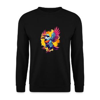 Pilu l'oiseau multicolore - Sweat-shirt Unisexe - noir - Devant - Alina (178cm) & Michal (187cm)