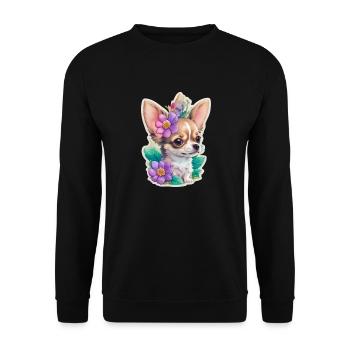 Chihuahua au pastel avec des fleurs - Sweat-shirt Unisexe - noir - Devant - Alina (178cm) & Michal (187cm)