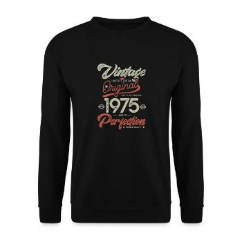1975 anniversaire vintage Né 1975 - Sweat-shirt Unisexe - noir - Devant - Alina (178cm) & Michal (187cm)
