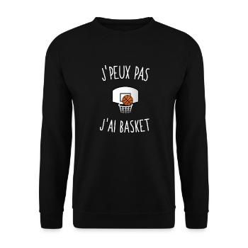 J'peux pas j'ai basket - Sweat-shirt Unisexe - noir - Devant - Alina (178cm) & Michal (187cm)