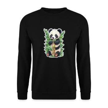 Panda bear eats bamboo - Unisex Sweatshirt - black - Front - Alina (178cm) & Michal (187cm)