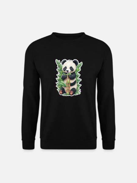 Panda bear eats bamboo - Unisex Sweatshirt - black