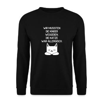Katze war allergisch - Unisex Pullover - Schwarz - Vorne - Alina (178cm) & Michal (187cm)
