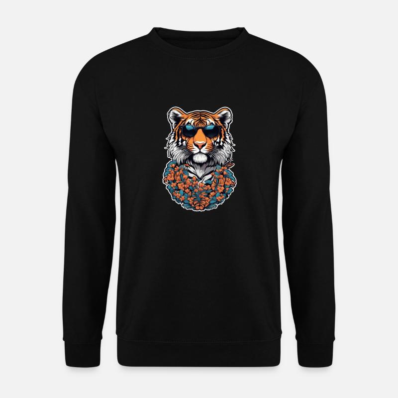 Tiger mit Sonnenbrille - Unisex Pullover - Schwarz