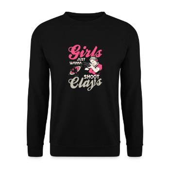 Girls Just Wanna Shoot Clays Trapshooting Skeet Sh - Unisex Pullover - Schwarz - Vorne - Alina (178cm) & Michal (187cm)