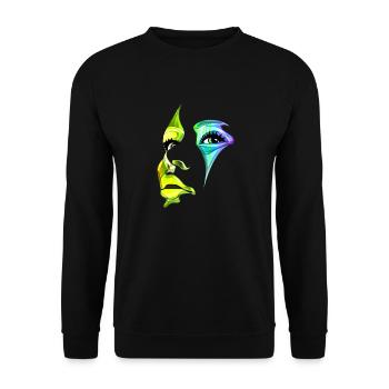 Schöne weibliche Malkunst Gesicht bunte Frau - Unisex Pullover - Schwarz - Vorne - Alina (178cm) & Michal (187cm)