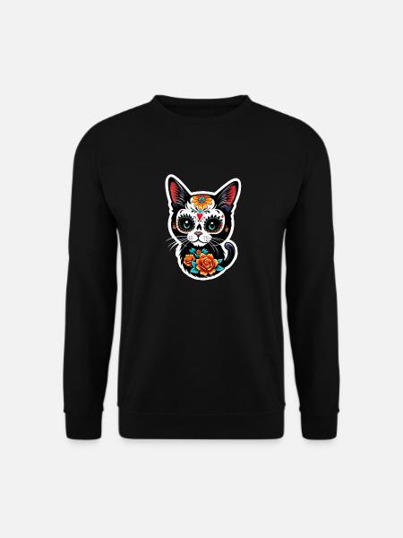 Katze Mexiko - Dia de los Muertos - Unisex Pullover - Schwarz