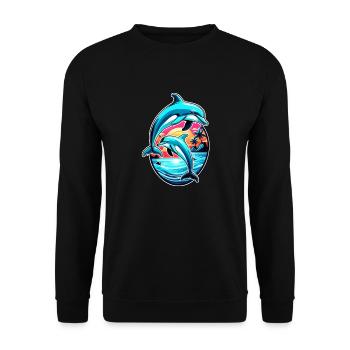 Delfin & Ozean - Unisex Pullover - Schwarz - Vorne - Alina (178cm) & Michal (187cm)