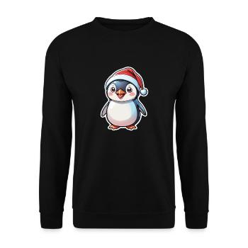 Penguin Christmas Hat - Unisex Sweatshirt - black - Front - Alina (178cm) & Michal (187cm)