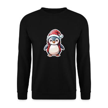Penguin Christmas Hat - Unisex Sweatshirt - black - Front - Alina (178cm) & Michal (187cm)