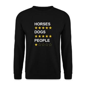 Chevaux Chiens Personnes blanc - Sweat-shirt Unisexe - noir - Devant - Alina (178cm) & Michal (187cm)