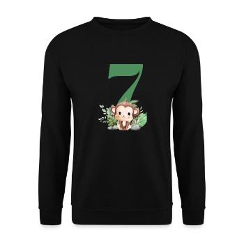 7e anniversaire singe safari - Sweat-shirt Unisexe - noir - Devant - Alina (178cm) & Michal (187cm)