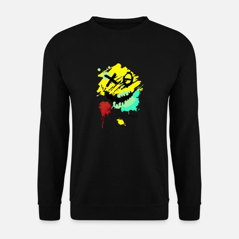 Lächeln Karikatur Vektor Lächeln Lustiges Symbol Glückliches Gesicht - Unisex Pullover - Schwarz