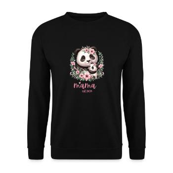 Mama est 2024 I Panda Bear Mum I First Time Mom - Unisex Pullover - Schwarz - Vorne - Alina (178cm) & Michal (187cm)