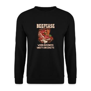 Beefcase - When Business Meets Briskets - Unisex Sweatshirt - black - Front - Alina (178cm) & Michal (187cm)