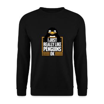 I Just Really Like Penguins OK Ich mag Pinguine - Unisex Sweatshirt - black - Front - Alina (178cm) & Michal (187cm)