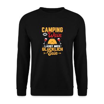 Le camping et le vin me rendent heureux Vacances - Sweat-shirt Unisexe - noir - Devant - Alina (178cm) & Michal (187cm)