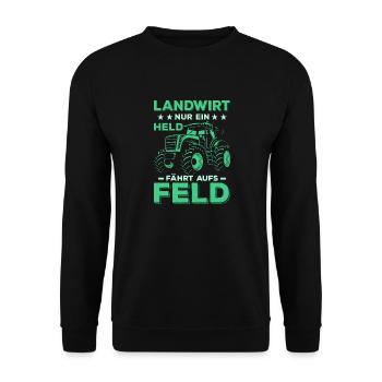 Agriculteur Seul un héros va au champ Agriculteur Agriculteur - Sweat-shirt Unisexe - noir - Devant - Alina (178cm) & Michal (187cm)