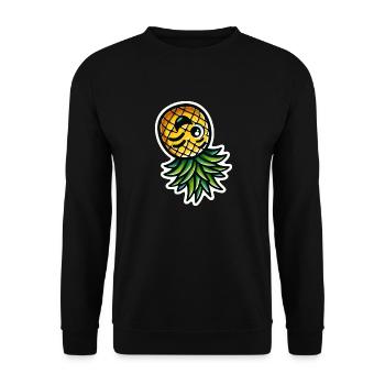 Augenzwinkernde Ananas - Unisex Pullover - Schwarz - Vorne - Alina (178cm) & Michal (187cm)