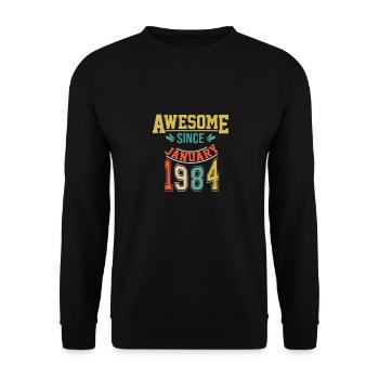 Janvier 1984 anniversaire Janvier 1984 cadeau 1984 - Sweat-shirt Unisexe - noir - Devant - Alina (178cm) & Michal (187cm)