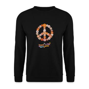 Peace Sign Make Love Not War - Unisex Pullover - Schwarz - Vorne - Alina (178cm) & Michal (187cm)