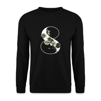 Numéro 8 floral vert -8e anniversaire floral - Sweat-shirt Unisexe - noir - Devant - Alina (178cm) & Michal (187cm)
