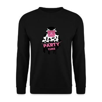 Lustige Party Time Milch Kuh Graffiti Tier Zitat - Unisex Pullover - Schwarz - Vorne - Alina (178cm) & Michal (187cm)