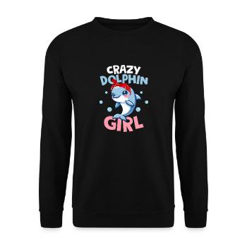 Crazy Dolphin Girl Beach Vacation Marine Biology - Unisex Sweatshirt - black - Front - Alina (178cm) & Michal (187cm)