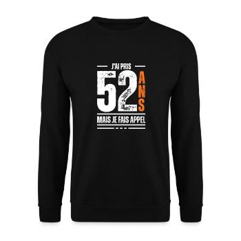 52 ans / t-shirt 52 ans / idée cadeau 52 ans - Sweat-shirt Unisexe - noir - Devant - Alina (178cm) & Michal (187cm)
