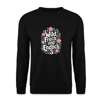 Birthday Gift 3 Years Children's Birthday - Unisex Sweatshirt - black - Front - Alina (178cm) & Michal (187cm)