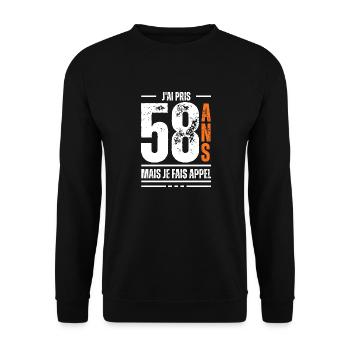 jai 58 ans / t-shirt 58 ans / cadeau 58 ans - Sweat-shirt Unisexe - noir - Devant - Alina (178cm) & Michal (187cm)