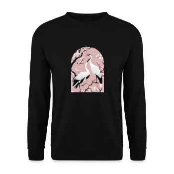 Cranes and cherry blossoms - Unisex Sweatshirt - black - Front - Alina (178cm) & Michal (187cm)