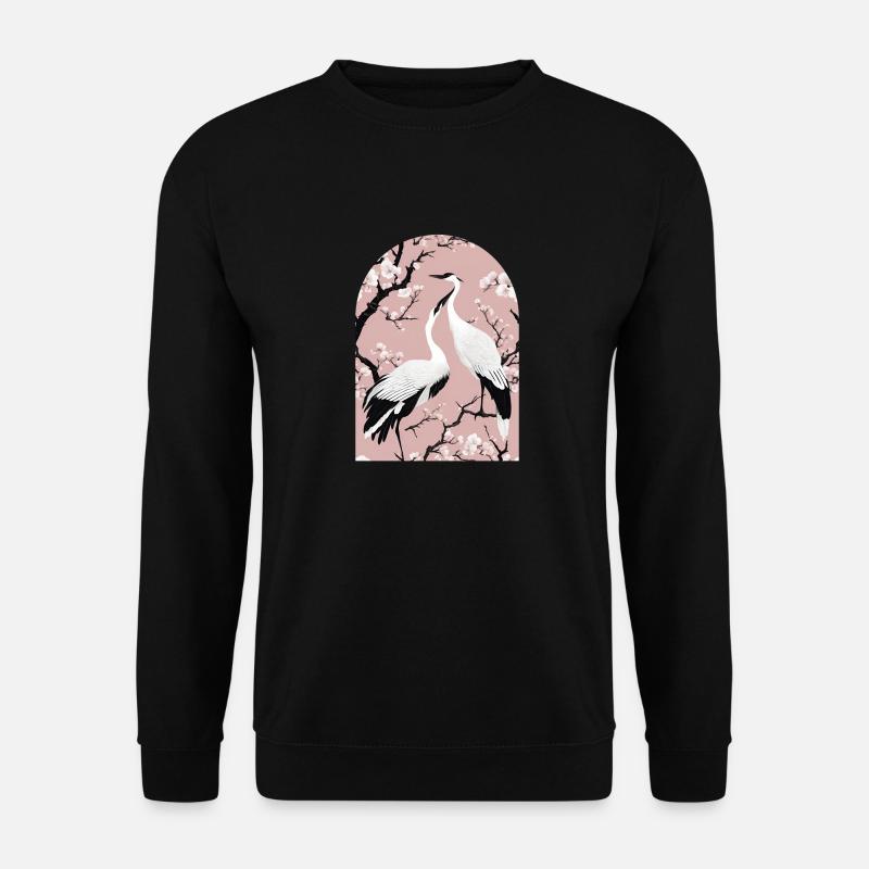 Cranes and cherry blossoms - Unisex Sweatshirt - black