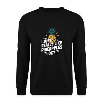 Ananas tropische hawaiianische Frucht - Unisex Pullover - Schwarz - Vorne - Alina (178cm) & Michal (187cm)