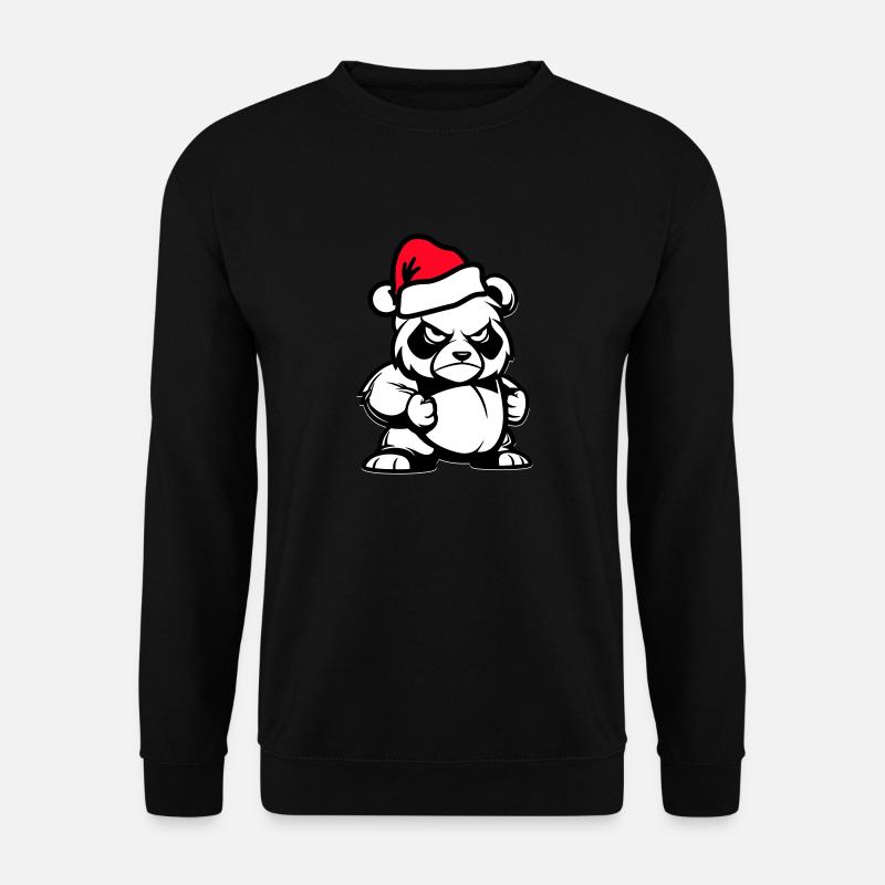 Pandabär Weihnachten Comic - Unisex Pullover - Schwarz