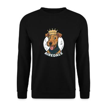 Airedale Terrier Dog with Crown - Unisex Sweatshirt - black - Front - Alina (178cm) & Michal (187cm)